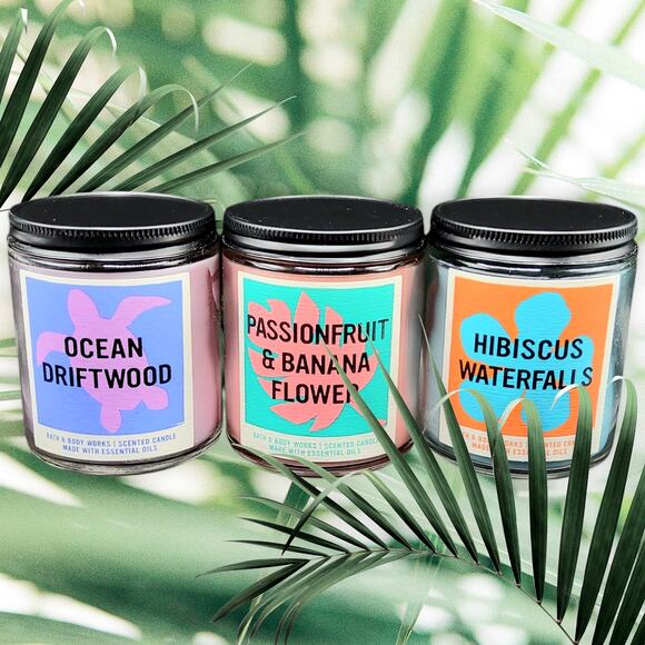 3 TROPICAL CANDLES BY BATH & BODY WORKS SINGLE WICK - Picture 1 of 1